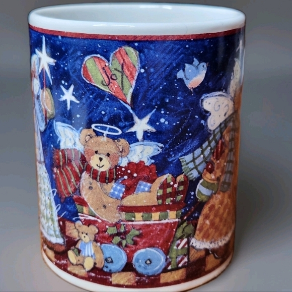 Susan Winget Angel Tots Christmas Mug CIC Folk Art Angels Bears Holiday - Picture 4 of 9